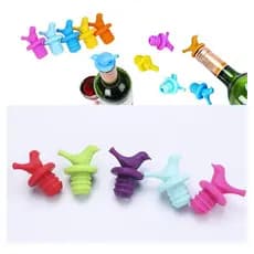 Kit Com 4 Tampas Pássaro De Silicone Garrafa De Vinho