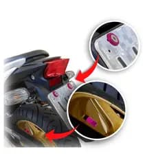 Kit 2 Peças Anilha de Placa + Tampa de Válvula Sextavada para Moto - Rosa
