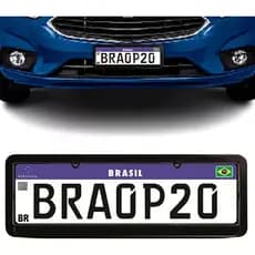 Moldura Universal Preta Lisa para Placa de Carro Mercosul - Par