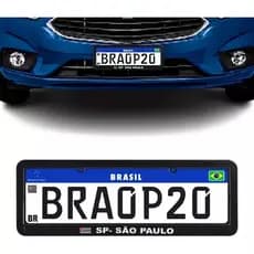 Suporte Moldura de Placa Lisa Para Carro Preta Mercosul - Município São Paulo