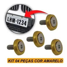 Kit Parafuso e Anilha Placa Carro Anodizado Amarelo - Resistente e Estiloso