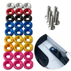 Kit anilha arruela 8un Fender Washers e Placa Carro Moto M6 Alumínio Anodizado