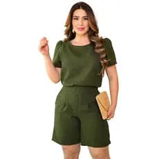 Conjunto Feminino Casual Premium Short Blusa em Linho Cores Primavera Verão 2025 Roupa Feminina Oferta Lançamento Chique