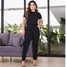 Conjunto Feminino Casual Blusa Calça Elegante em Moletinho Premium com Listras Academia Fitness Elegante Roupa Feminina
