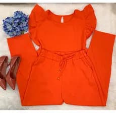 Conjunto Feminino Casual Elegante Blusa Calça em Linho Alfaiataria Com Babado Na Manga Cores Primavera 2023 Roupa Feminina Barata Festa Scrub Promoção Exclusiva