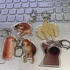 Steve Cute cheems Chaveiro Pet 4-5CM Pingentes Acrílicos Presente De Aniversário D Fivela Shiba Inu Bag Charme