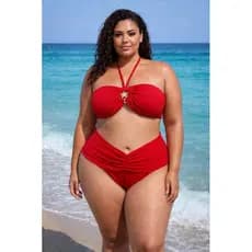 viquini  estiloso cintura alta e detalhes estrela dorado plus size