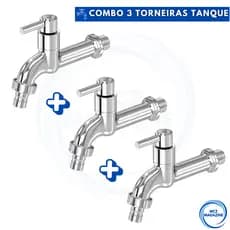 Combo 3 Torneira Tanque Jardim Garagem Pia Abs