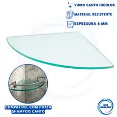 Kit 2 Vidro para Porta Shampoo Canto Para Banheiro Organizador Box