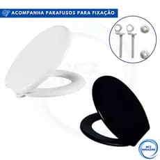 Assento Sanitário Premium Basico Branco ou Preto Oval Plus Soft Universal