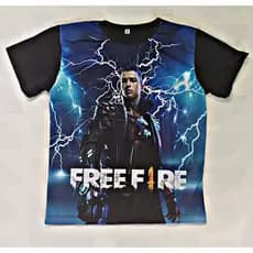 Camiseta Infantil Free Fire Estampada Camisa Jogo Battle Royale Menino Menina Geek