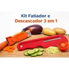 KIT Fatiador de Legumes + Descascador 3 em 1 Inox | Cozinha Prática e Rápida
