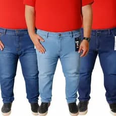 Calça Jeans Plus Size Masculina Slim Fit Com Elastano