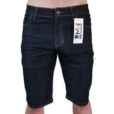 Bermuda Preta Masculina Jeans Elastano Tradicional
