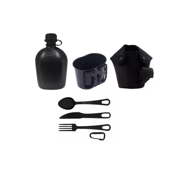 Kit Aventura Cantil + Porta Cantil + Caneco + Talher De Campanha Bélica