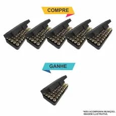 Kit Com 5 Estojo Porta Munição Retangular Preto Bélica .40 7,65 9mm 380  + 1 de Brinde