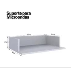 Suporte aéreo de micro-ondas  até 10 kilos em MDF branco