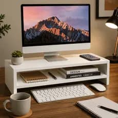 Suporte Monitor MDF Branco 50cm Base Apoio Mesa Home Office Organizador Ergonômico