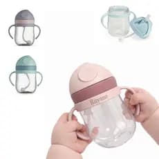 Kit 2 Copos de Transição Infantil personalizado 350 ml pegador duplo tampa de proteção canudo de silicone