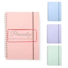 Caderno A5 personalizado capa plástica elástico para lacre folhas marfim com pauta