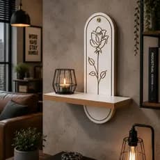 Prateleira Decorativa Suspensa de Parede em MDF branco com Design Moderno para Plantas e Objetos