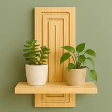 Prateleira Decorativa Suspensa de Parede em Madeira Pinus Design Minimalista para Plantas e Objetos