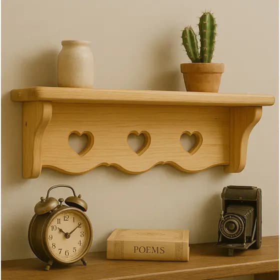 Prateleira de Madeira Pinus  – Tábua Natural, Estante para Decoração Moderna Quarto Sala e Cozinha