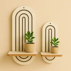 Prateleira Decorativa Suspensa de Parede em Madeira Pinus  com Design Moderno para Plantas