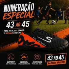 Chuteira Masculina Society Especial 43 ao 45 Travas Fixas Ideal pra Gramado de Futebol Sola Costurada Cadarço Premium