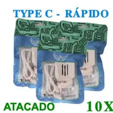 10X CARREGADOR TYPE C TIPO C 10X - RÁPIDO - ATACADO