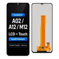 Tela Frontal Display Samsung A02 / A12 / A32 5G / M12 Sem Aro Premium - ALTO BRILHO