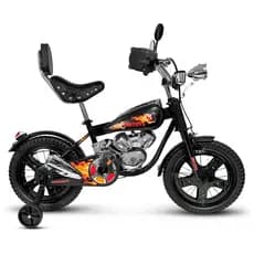 Bicicleta Moto Chopper Custom Infantil Aro 16 Bike Com Rodas De Treino Até 50 kg