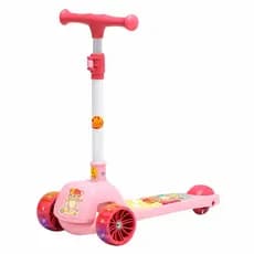 Patinete Infantil Dobrável Rosa Dm Toys Com Luz Nas Rodas Guidão Ajustável Scooter Fofo