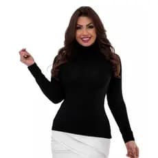 Blusa Manga Longa Gola Alta Segunda Pele Viscolycra