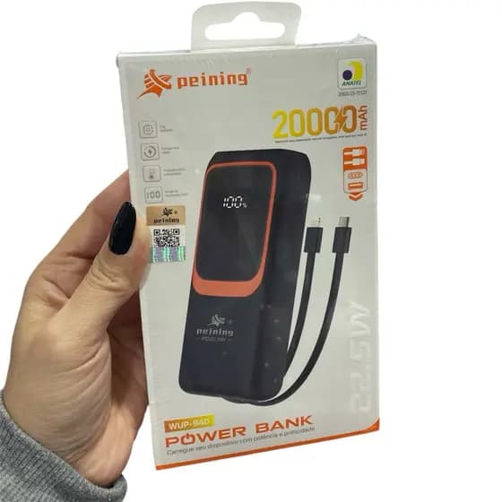 Carregador Portátil Power Bank Turbo Pd 22.5w Com Cabos Embutidos Carregador Portátil Power Bank Turbo 20.000mah
