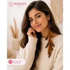 Brinco filtro dos sonhos marrom com penas naturais, leve, delicado e perfeito