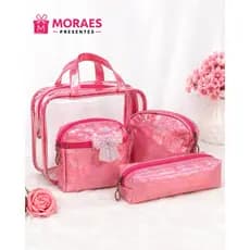 Kit bolsas holográficas infantil com 3 peças. Lindas, espaçosas e perfeitas para maquiagem e acessórios.