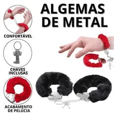 Algema De Brinquedo Algemas De Pelúcia Fantasia Carnaval Feminina Adulta  Acessórios Metal