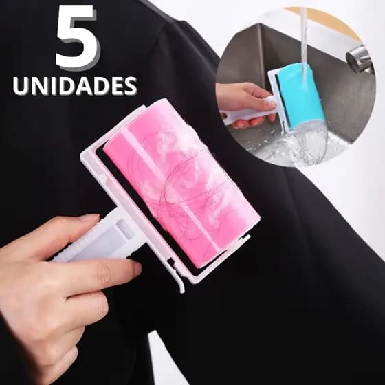 Rolo Tira Pelos Lavável 5 Peças Roupas Reutilizável Pelo Fios Fio Roupa Silicone Borracha