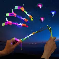 Brinquedo Voador Rotativo Helicoptero Led Foguete Lançador Estilingue Luminoso Criança 1