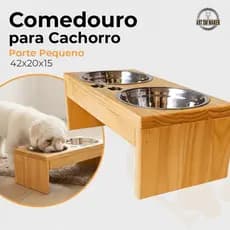 Comedouro Pet Médio Duplo Elevado 15Cm para Cachorro e Gato Bicho de Estimação