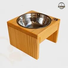 Comedouro Único Pet Elevado Ergonômico Verniz Cachorro Gato Bicho Estimação