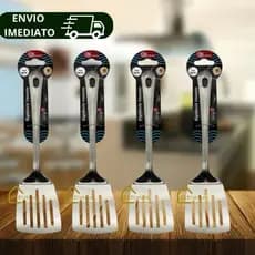 Espátula Vazada de Inox Multiuso - 25,8cm Ideal Para Diversos Alimentos, Churrascos, Hambúrguer, Lasanha...