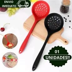 Colher Escumadeira Silicone 01 Unidade - Resistente altas temperaturas 28,5cm