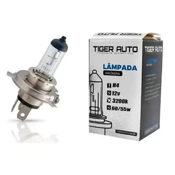 Par Lampadas H4 12V Tiger Para Carros 12v 60/55w  Bi-iodo - Lampada H4 Halógena 3200k
