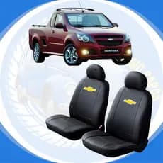 Capas para Banco de Carro GM Montana Chevrolet Cabine Simples 2005 a 2011 Couro e Pluma com Logo