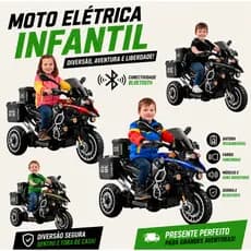 Moto Triciclo GS Elétrico Infantil com Bluetooth