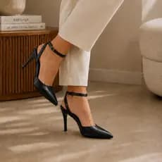 Scarpin Feminino Salto Alto 9cm Slingback Bico Fino Festa Casual Glamour