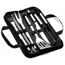 Kit de Churrasco De Luxo 9 Peças de Aço Inoxidável Profissional C/ Maleta.