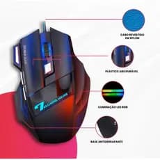 Mouse Gamer X7 Led Com Fio 7 Botões 2400dpi Profissional